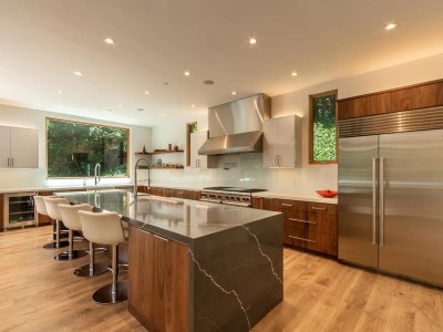 Material: Walnut / Cabinet Style: Overlay / Door Style: Slab