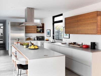 Material: Walnut & Paint Grade / Cabinet Style: Overlay / Door Style: Slab Beveled Edge Bonny Doon Modern