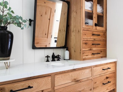 Material: Rustic White Oak / Cabinet Style: Inset / Door Style: Slab