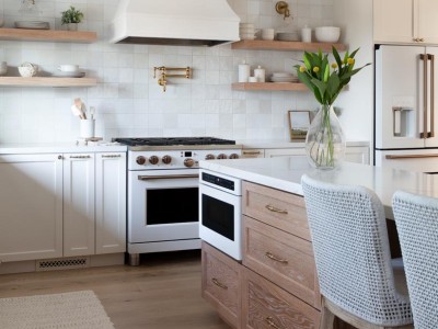 Island - Material: Stained White Oak / Cabinet Style: Overlay / Door Style: Shaker