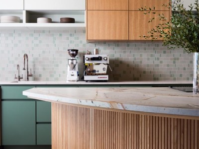 Rift White Oak Island Fluted Panel Detail