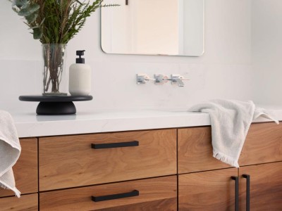 Material: Bleached Walnut / Cabinet Style: Overlay / Door Style: Slab